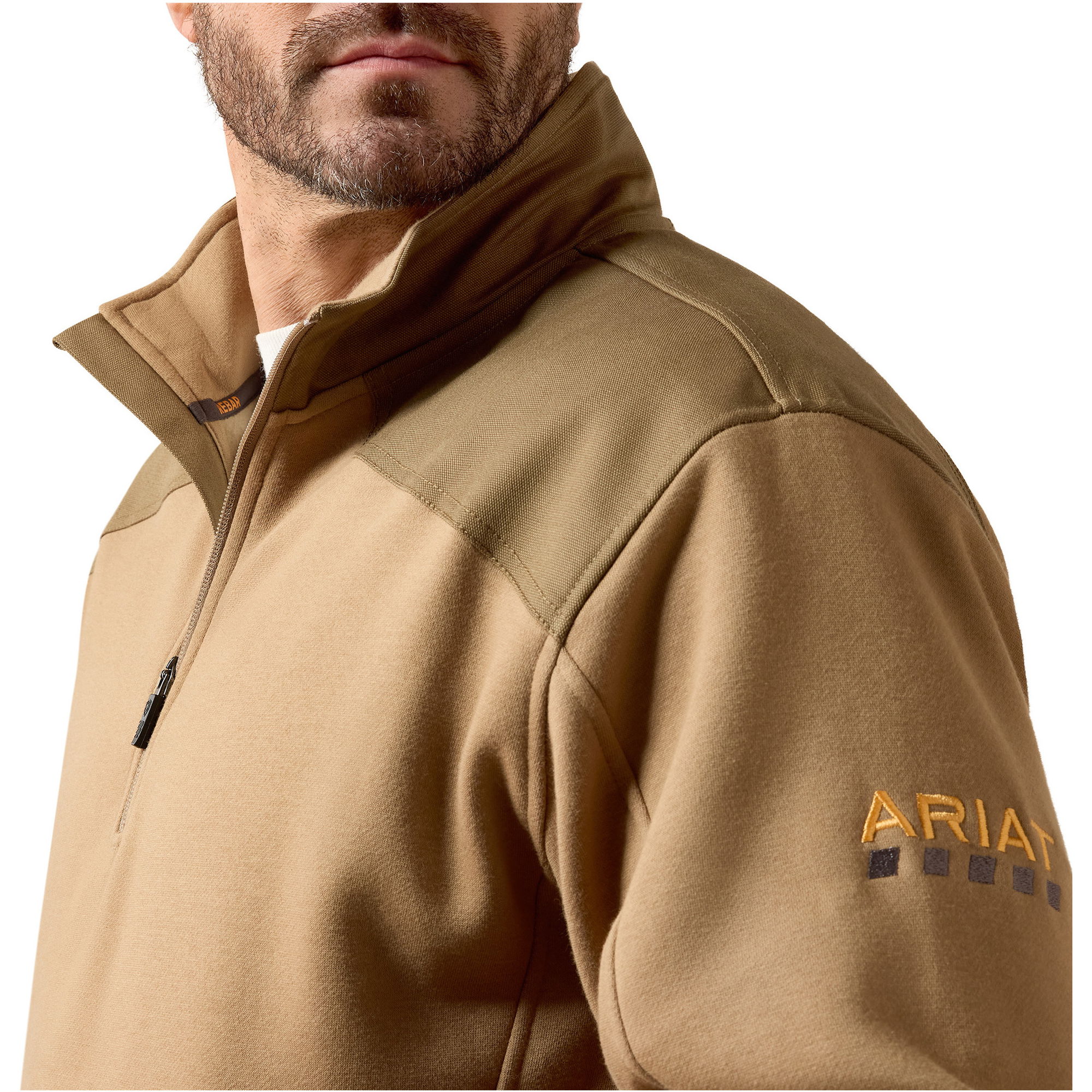 2026 Ariat Mens Rebar Workman Duracanvas 1/4 Zip Sweatshirt 10079171 - Field Khaki